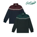 크로커다일 한기장 스트라이프 카라 티셔츠 CDAAATS3452