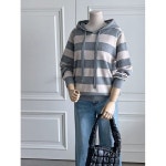 마미스헬퍼 단가라 간절기 후드 니트 티셔츠 DGBWKN3631