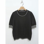 마미스헬퍼 배색 두줄 라운드 핀소매 반팔 니트 DGBWKN4726