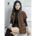 중년여성 겨울 밍크털 집업 조끼 도툼 반팔 후리스 조끼 가디건 커피 M