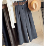 고급 모직 정장 캐주얼 바지 여 추동 하이웨스트 일자 와이드 팬츠 J0283
