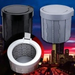 간이 화장실 캠핑 접이식 휴대용 야외 캠핑용 원형뚜껑폴딩변기 1개 캠핑용 원형뚜껑폴딩변기 전용비닐1봉 12장