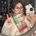 지앤지 스트라이프 머플러 부드러운 겨울 넥워머 방한 커플템 우정템 목도리