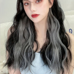 붙임머리 컬러 브릿지 헤어피스 셀프 부분가발 웨이브 7가지 컬러 1개 애쉬그레이