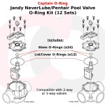 12세트 36개 Jandy NeverLube Pentair 밸브 부품 번호 51016200 O-515-KIT-9 1132 R0487100 O-158