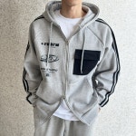 베러댄나우 베럴댄나우 남녀공용 기모 오버핏 프린팅 투웨이 포켓 나그랑 트랙 후드집업 L