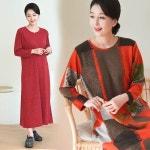 쉬즈마담 겨울포근 나뭇잎 기모OPS 체크 홈드레스 h8409