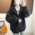 여성 트레이닝 후드 자켓 양털 융털 후리스 플리스 자켓 캐주얼 가을 겨울 아우터 코트 D88U