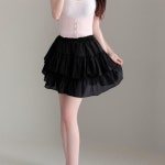 여성 더블 레이어 캉캉 플레어 미니 스커트 CCK15D1