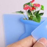 실리콘 벽걸이 화분 접착식 무타공 벽면 장식용 꽃병 인테리어 소품 3벽부착화분-핑크