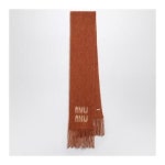 미우미우 MIU MIU Rust mohair blend scarf with logo 5FS0622CQD MIU-F0033