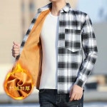 격자 무늬 긴팔 셔츠 남성 봄가을 루즈핏 캐주얼 복고풍 외출용 셔츠 재킷 M 양털 G1801