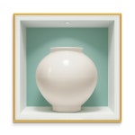 더아트컴퍼니 복들어오는 달항아리 그림 액자 거실 인테리어 02 담다 청록 메탈액자 6호