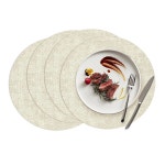 코스모카사 15 인조 가죽 원형 플레이스 매트 세트 4개 식사 파티 실내 야외 R-beige Set of 4