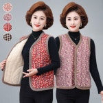 엄마조끼 김장조끼 할머니조끼 융털 중년여성 꽃무늬 조끼 누빔 5XL77-88