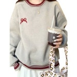 귈림 도툼 기모 리본 오버 맨투맨 G4WTS019P