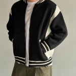 빌리먼트 바시티 니트 집업 -