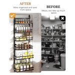 비소게즈 6층 도어 식기 보관함 조절 가능한 바구니가 대형 금속 시즈닝 랙 2-in-1 벽걸이 주방