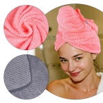 여성용 호유왁 2팩 극세사 헤어 타월 터번 - 빠른 건조 초흡수성 가벼운 랩으로 헬스장 해변 여행 가정에서 사용할 수 있습니다