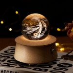 네잎클로버 오르골 행운 수정구 장식 워터볼 무드등 볼 뮤직박스 스피커 기본 사이즈 원목색-엘사 C