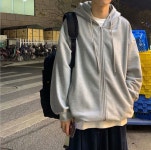 LND 기모 후드 집업 점퍼 오버핏 남여공용 루즈핏 간절기 자켓 남자 여자