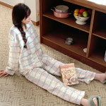 비치팜 퓨리 리본 누빔 잠옷 세트 윈터 체크 파자마 우정 파티 겨울 연말 홈웨어