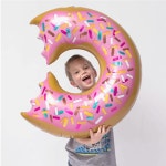 대형 다채로운 도넛 풍선 팝콘 파인 알루미늄 호일 생일 파티 장식 베이비 샤워 크리스마스 글로보