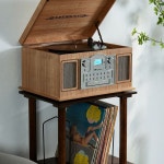 LP 수납장 턴테이블 월넛 보관함 엘피 장식장 선반 정리대 A 깊은 호두