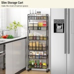 쓰리히오 6단 슬림 수납 카트 바퀴 달린 좁은 주방 욕실 세탁실 거실 공간을 위한 금속 이동식 선반 유닛 정리함 6 W 6 Tier 6 inches