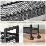 쓰리히오 6단 슬림 수납 카트 바퀴 달린 좁은 주방 욕실 세탁실 거실 공간을 위한 금속 이동식 선반 유닛 정리함 6 W 6 Tier 6 inches