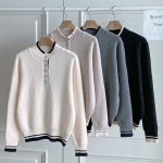 마미스헬퍼 반목 단추여밈 벌집패턴 긴팔 니트티 DGBWKN4732