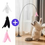 고양이 깃털 장난감 반려묘 혼자 점프유도 낚시대 세트 3컬러