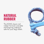 콩 강아지 구디 본 위드 로프 - 천연 고무 코튼 성장하는 강아지를 위한 치아 청소 씹기 장난감 파란색