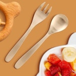 촬영소품유아납작세트 이유식 유아수저세트 향균유기수저 각인 2단