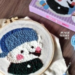 펀치니들 자수 키트 기법 엠 브로 바늘 공예 모티프 패턴 실크 실 작업 도구