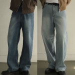 빌리먼트 플레인 와이드 데님 -