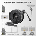 기린 공구 압력 세척 호스 릴 1 4 60피트 자동 되감기 벽 바닥 조절 가능한 가이드 암 4000 PSI
