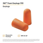 3M 3M 3M 폼 이어플러그 1100 코드 1000쌍 케이스 소음 감소 등급 NRR 29dB
