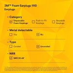 3M 3M 3M 폼 이어플러그 1100 코드 1000쌍 케이스 소음 감소 등급 NRR 29dB
