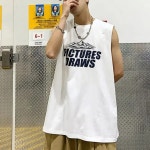 신축성 남성 영문 레터링 운동 휴가 데일리 민소매