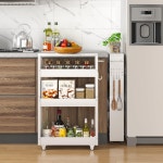 클로리아드 슬림 수납 카트 손잡이 바퀴가 4단 주방 롤링 좁은 캐비닛 욕실 세탁소용 금속 선반 유닛 폭 흰색 5개 5 IN Width