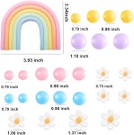 보호 케이크 토퍼 코아덤 26개 레인보우 히피 테마 데이지 플라워 도그 그루비 웨딩 파티 용품을 위한 파스텔 볼 장식