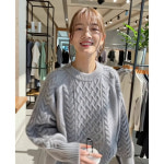 슈팅스타 슈팅스타 여성 루즈핏 꽈배기 니트 스웨터