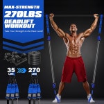 아욤보 필라테스 장비 저항 밴드가 헤비 듀티 바 키트 휴대용 체육관 조절 운동 밴드 홈 스쿼트 트레이닝 팔 복근 허리 가슴 근력 남성용 270lbs