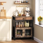 X-코스락 커피 바 캐비닛 3단 주방 카트 가정용 서랍 거실 현관 식당 주방용 이동식 농가 키첸 스테이션 테이블 W-23 22 x L-13 77