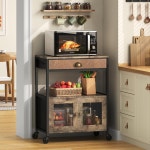 X-코스락 커피 바 캐비닛 3단 주방 카트 가정용 서랍 거실 현관 식당 주방용 이동식 농가 키첸 스테이션 테이블 W-23 22 x L-13 77