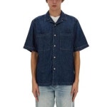 디젤 D Paroshort 로고 자수 반소매 데님 셔츠 a03533068kd