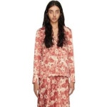 GANNI 오렌지 플로럴 셔츠 231144F110005