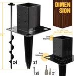 라데치 16 노다이 4 4 접지 스파이크 포스트 앵커 - 파우더 코팅 스틸 4개의 코너 나사 펜스 우편함 데크 포스트용 고강도 1대 1 PC