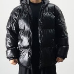 후디보이 글로시 유광 오버핏 후드 패딩 점퍼 겨울 잠바 남자 여자 데일리 아우터